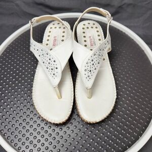 Comfort by Rouge White‎ Rhinestone Thong Slingback Sandals Womens Size 11 Shoes